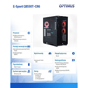 Komputer E-Sport GB550T-CR6 Ryzen 7 5800X/16GB/1TB/RX 9070 OC 16GB/W11 
