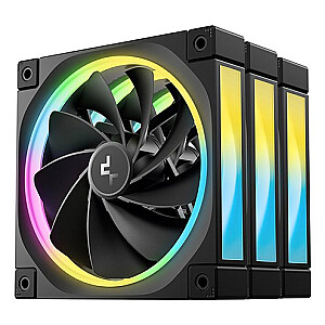 Вентилятор для корпуса компьютера DeepCool FL12R-3 в 1, 12 см, черный, 3 шт.