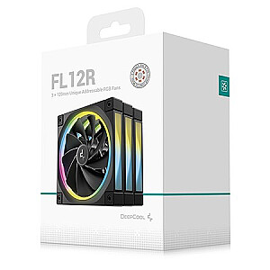 „DeepCool FL12R-3 in 1“ kompiuterio korpuso ventiliatorius, 12 cm, juodas, 3 vnt.