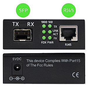 Dwukierunkowy Media Konwerter SWITCH Ethernet 1x RJ45 1x SFP |   1000Mb/s | 5V 