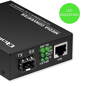 Dwukierunkowy Media Konwerter SWITCH Ethernet 1x RJ45 1x SFP |   1000Mb/s | 5V 