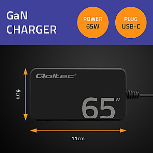 Ładowarka sieciowa 65W GaN Super Fast SLIM | PD | 5-20V | 3.25A |USB-C 3.1 | Laptop | MacBook | Smartfon | +kabel 