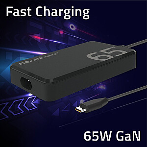 Ładowarka sieciowa 65W GaN Super Fast SLIM | PD | 5-20V | 3.25A |USB-C 3.1 | Laptop | MacBook | Smartfon | +kabel 