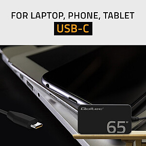 Ładowarka sieciowa 65W GaN Super Fast SLIM | PD | 5-20V | 3.25A |USB-C 3.1 | Laptop | MacBook | Smartfon | +kabel 