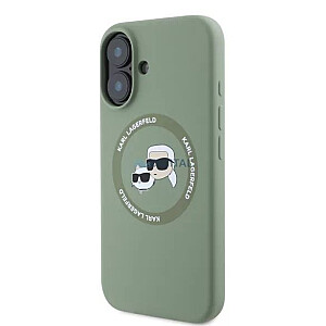 Karl Lagerfeld Apple iPhone 16 Liquid Silicone K&CH Heads MagSafe Case Khaki