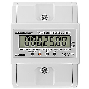Trójfazowy elektroniczny licznik | miernik zużycia energii na szynę DIN | 400V | 100A | LCD | 4P 