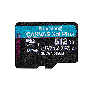 Kingston Technology 512 ГБ microSDXC Canvas Go Plus Gen4 200R A2 U3 Single Pack без ADP