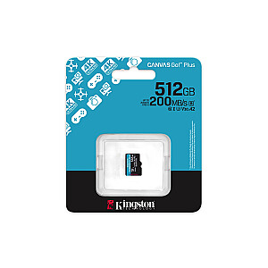 Kingston Technology 512 ГБ microSDXC Canvas Go Plus Gen4 200R A2 U3 Single Pack без ADP