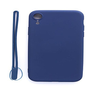 Evelatus Apple iPhone XR Soft Touch Silicone Case with Strap Dark Blue