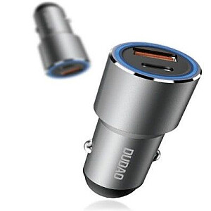 Dudao USB / USB автомобильное зарядное устройство Type C Power Delivery Quick Charge 22,5 Вт Серый