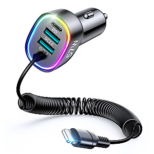 Joyroom Joyroom fast car charger 4 in 1 PD, QC3.0, AFC, FCP with Lightning cable 1.6m 57W black (JR-CL20)