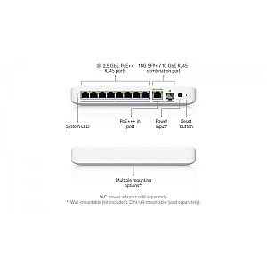 Коммутатор UniFi 8 PoE USW-Flex-2.5G-8-PoE 
