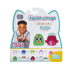 SQUISHMALLOWS SQUISH-A-LONGS Herojai, 8 vnt., 2,5 cm