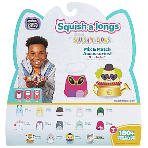 SQUISHMALLOWS SQUISH-A-LONGS Herojai, 14 vnt., 2,5 cm