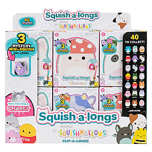 SQUISHMALLOWS CLIP-A-LONGS Herojai-siurprizai, 3 vnt., 2,5 cm