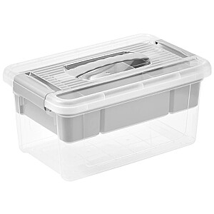 Kaste ar vāku un organaizeru organizer box Henri 19x29x14cm 5L gai&scaron;i pelēka/caurspīdīga