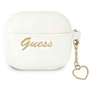Guess Apple AirPods 3 cover Silicone Charm Heart Collection White