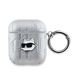 Karl Lagerfeld - Чехол Karl Lagerfeld PU с тиснением Choupette Head для AirPods 1/2 Silver