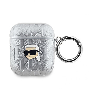 Karl Lagerfeld - Karl Lagerfeld PU Embossed Karl Head Case for AirPods 1/2 Silver