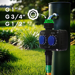 „GreenBlue“ elektroninis laistymo valdiklis, programatorius, maitinimo šaltiniai 2x 1,5 V AA, GB391