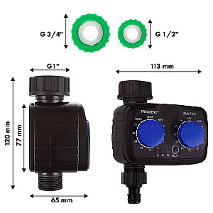 „GreenBlue“ elektroninis laistymo valdiklis, programatorius, maitinimo šaltiniai 2x 1,5 V AA, GB391