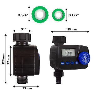 „GreenBlue“ elektroninis laistymo valdiklis, programatorius, maitinimo šaltiniai 2x1.5V AA, GB390