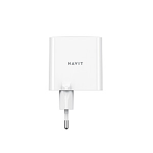 Havit UC45 EU - двухпортовое дорожное зарядное устройство GaN 45 Вт, черное