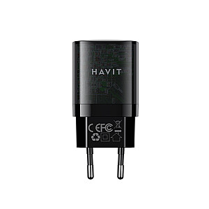 Havit UC303 EU - 30W GaN dviejų prievadų kelioninis įkroviklis, juodas
