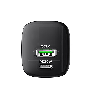 Havit UC303 EU - 30W GaN dviejų prievadų kelioninis įkroviklis, juodas
