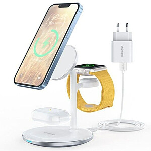 Choetech T585-F 3in1 inductive charging station iPhone, AirPods Pro, Apple Watch with Adapter White