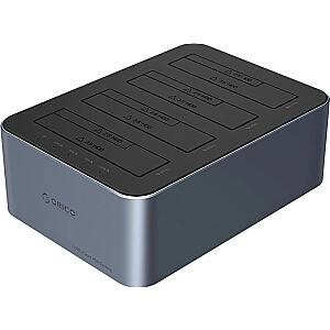 4 diskų prijungimo stotelė su 2,5 colio / 3,5 colio SATA HDD / SSD neprisijungus klonavimo funkcija - pilka