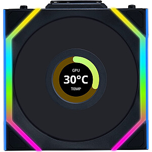 Lian Li UNI FAN SL belaidis LCD ventiliatorius, 120 atvirkštinių menčių, juodas (12RSLLCD1W1B)