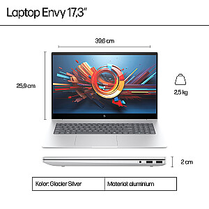 HP Envy 17T-DA000 Ultra 7-155H 17,3" FHD сенсорный 16 ГБ SSD512 BT Win11 Glacier Silver (REPACK) 2 года