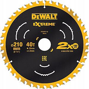 Dewalt DT20433 medienos pjūklo diskas 210x30 mm, 40 dantų