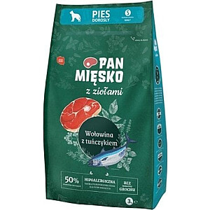 Mr. Meat sausas šunų ėdalas su žolelėmis, jautiena ir tunas (suaugusiems) su traškučiais S 3 kg