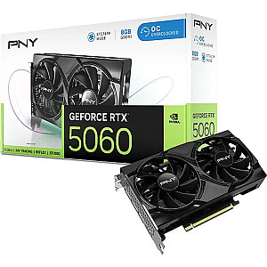 Видеокарта PNY GeForce RTX 5060 с двумя вентиляторами и разгоном, 8 ГБ GDDR7 DLSS4 (VCG50608DFXPB1-O)