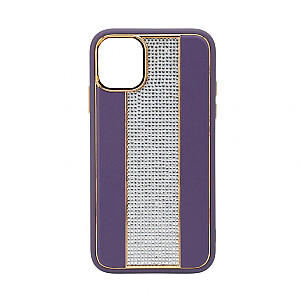 iLike Apple iPhone 11 Diamonds and Leather Case Purple