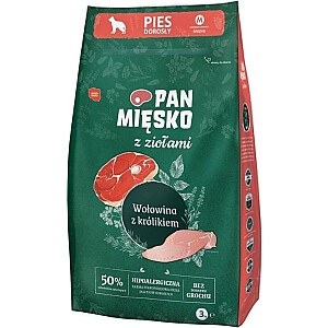 Полноценный корм для собак Mr. Meat PAN MEAT Говядина и кролик 3 кг