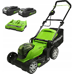 Kosiarka akumulatorowa Greenworks 2x24V Kosiarka akumulatorowa 41cm G24X2LM41K2x zestaw ładowarka dual + 2 aku 2Ah