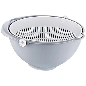 Миска-ситечко 2в1 Stella 25x25x12см белая/серая