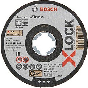 Bosch X-LOCK standarta griešanas disks priekš Inox 115 mm, taisns (10 gab., 115 x 1 x 22,23 mm)