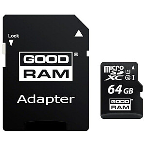Atminties kortelė MICROSD 64 GB 10 KLASĖ / UHS 1 + SD ADAPTERIS