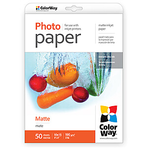 ColorWay Matte Photo Paper, 50 sheets, 10x15, 190 g/m²