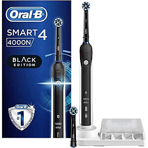 Oral-B Electric Toothbrush Smart 4000 Rechargeable, For adults, Number of brush heads included 2, Number of teeth brushing modes 3, Black