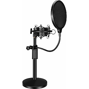 Mozaikinio mikrofono rinkinys: stalo stovas, pop filtras, krepšelis nuo vibracijos (MCABLE-XLR-FTM)