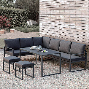 Komplektas LEIPZIG kampinė sofa, 2 naktiniai staleliai,