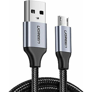 USB laidas Ugreen Tiesus kištukas USB-A - microUSB 0,2 m Juodas (60144)